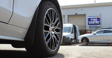 Jaguar diamond cut wheel and tyre outside tyre techs and da techs